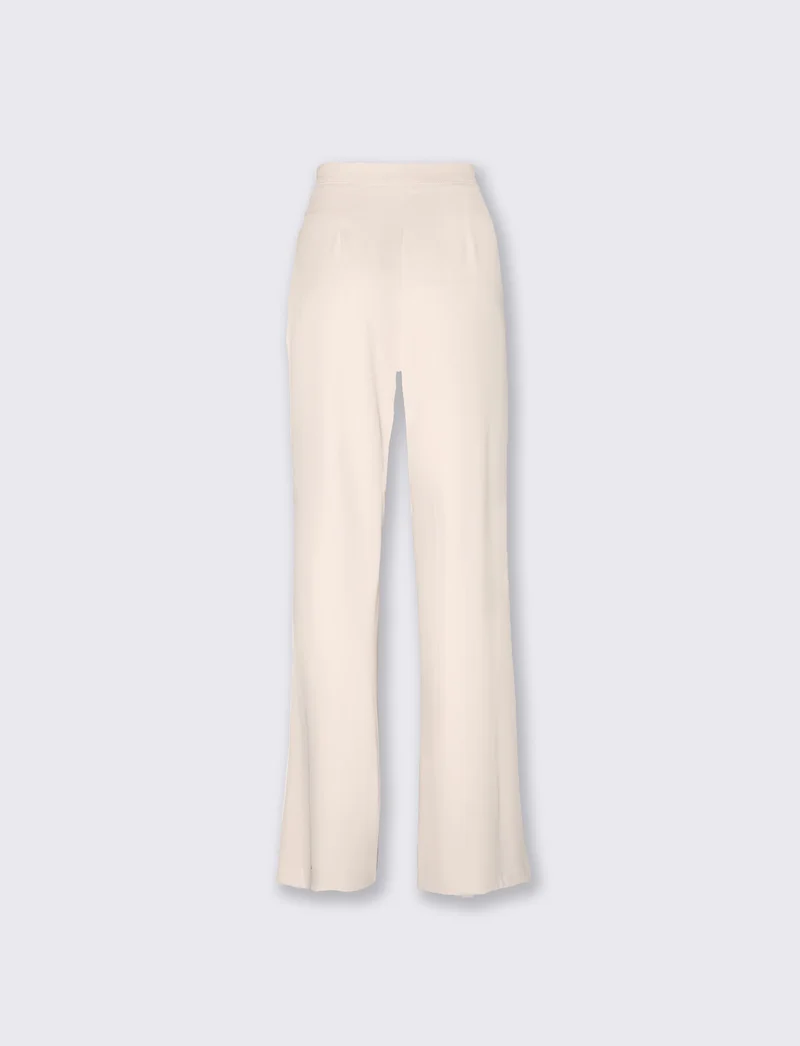 Pantalone classico vita alta gamba ampia donna - Bianco