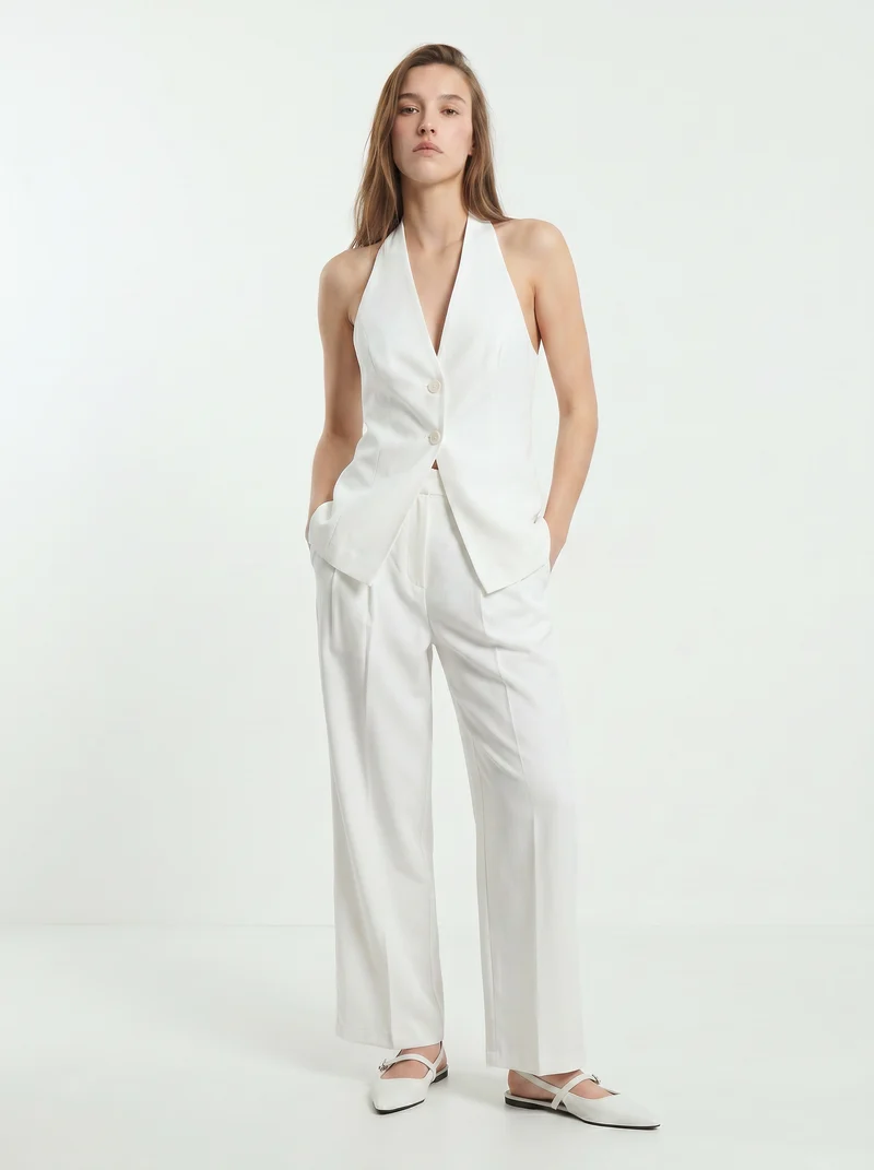 Pantalone Dritto con Pinces - Bianco