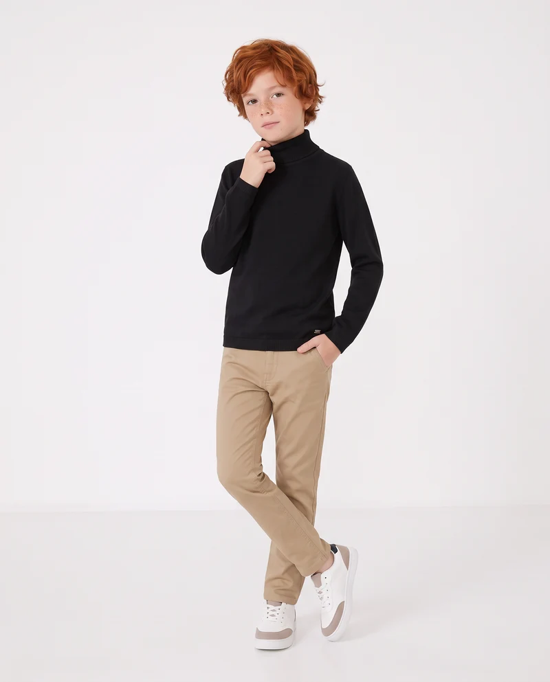Maglia Collo Alto in Viscosa Nylon - Nero