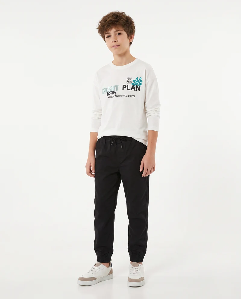 Pantaloni jogger in twill di cotone - Nero