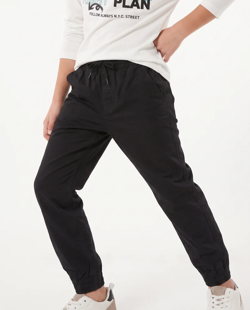 Pantaloni jogger in twill di cotone - Nero