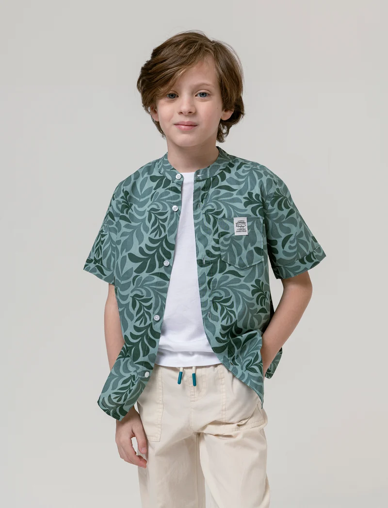 Camicia mezza manica stampata da bambino - Verde
