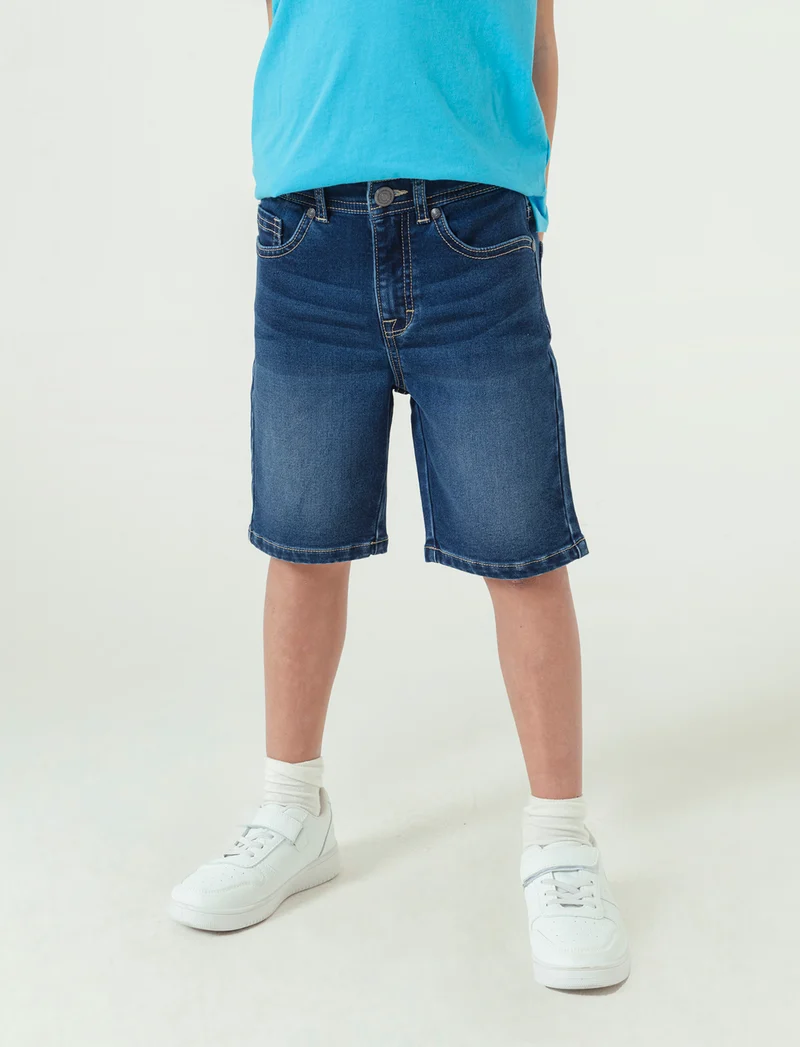 Bermuda in denim con lavaggio sfumato da bambino - DENIM SCURO
