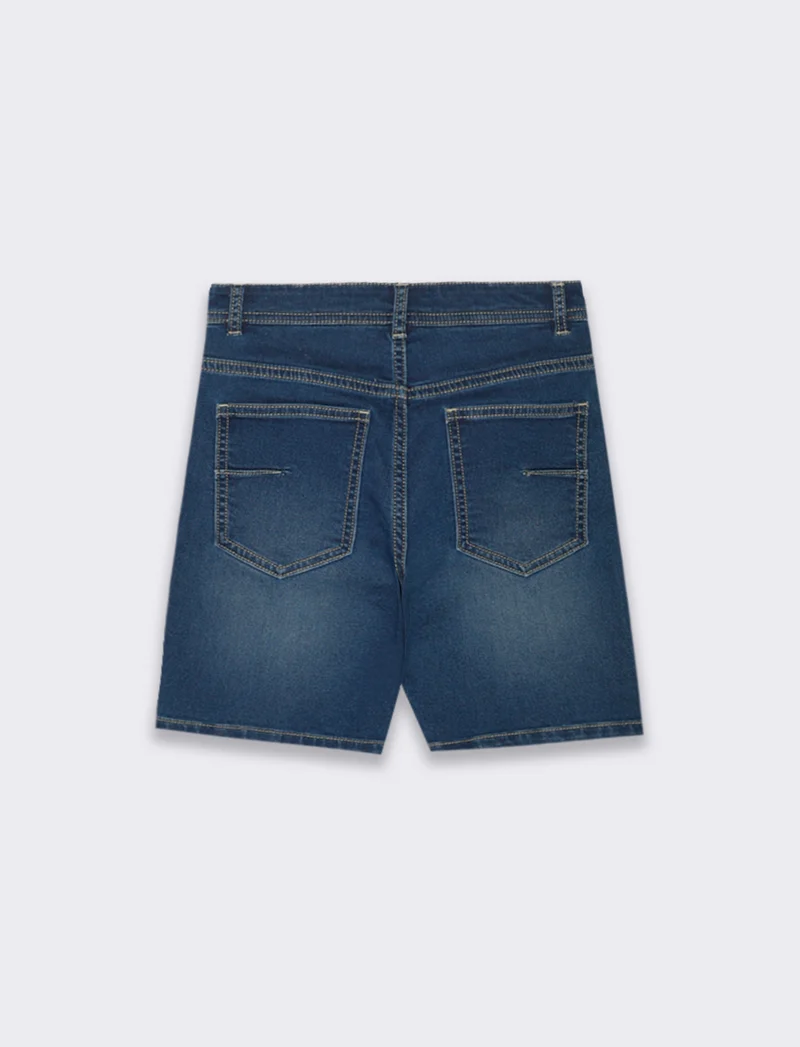 Bermuda in denim con lavaggio sfumato da bambino - DENIM SCURO