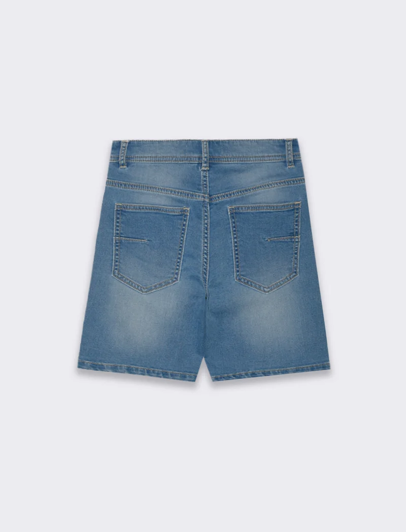Bermuda in denim con lavaggio sfumato da bambino - Denim