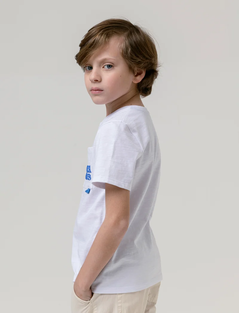 T-shirt con tasca da bambino - Bianco