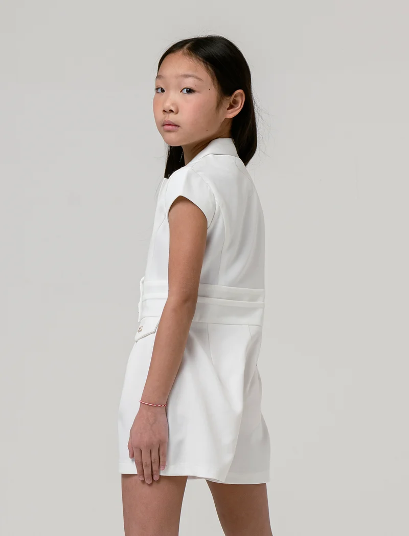 Salopette tuta elegante da bambina - Bianco latte