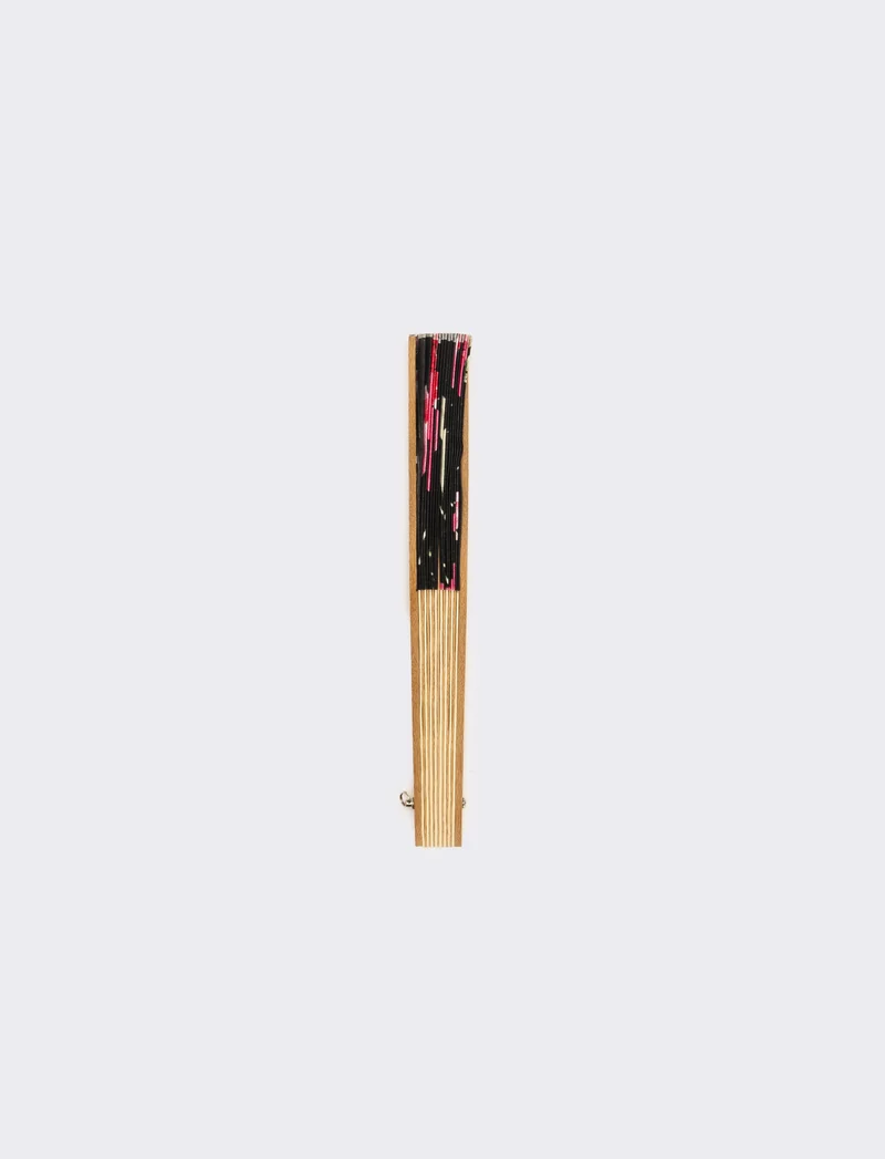 Ventaglio donna in legno e poliestere da pochette - Nero