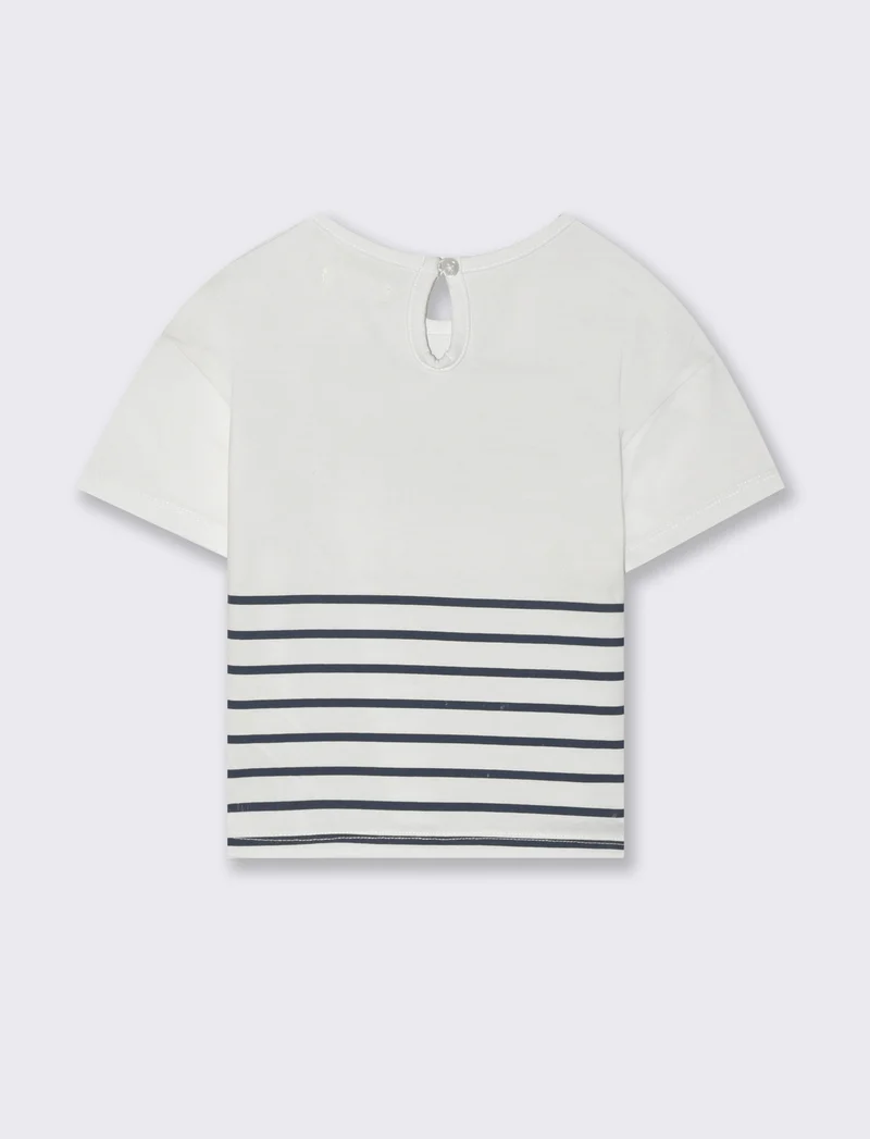 T-shirt con stampa e applicazioni da neonata - Bianco