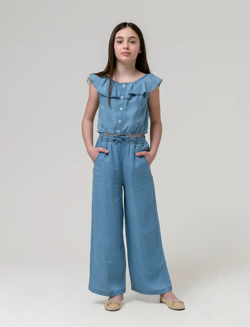 Pantaloni rigati da bambina - Denim