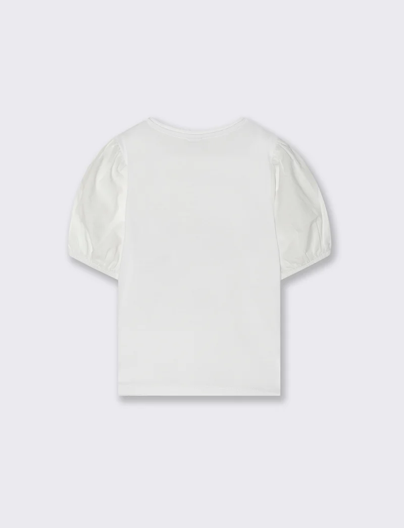 T-shirt maniche a palloncino da bambina - Bianco