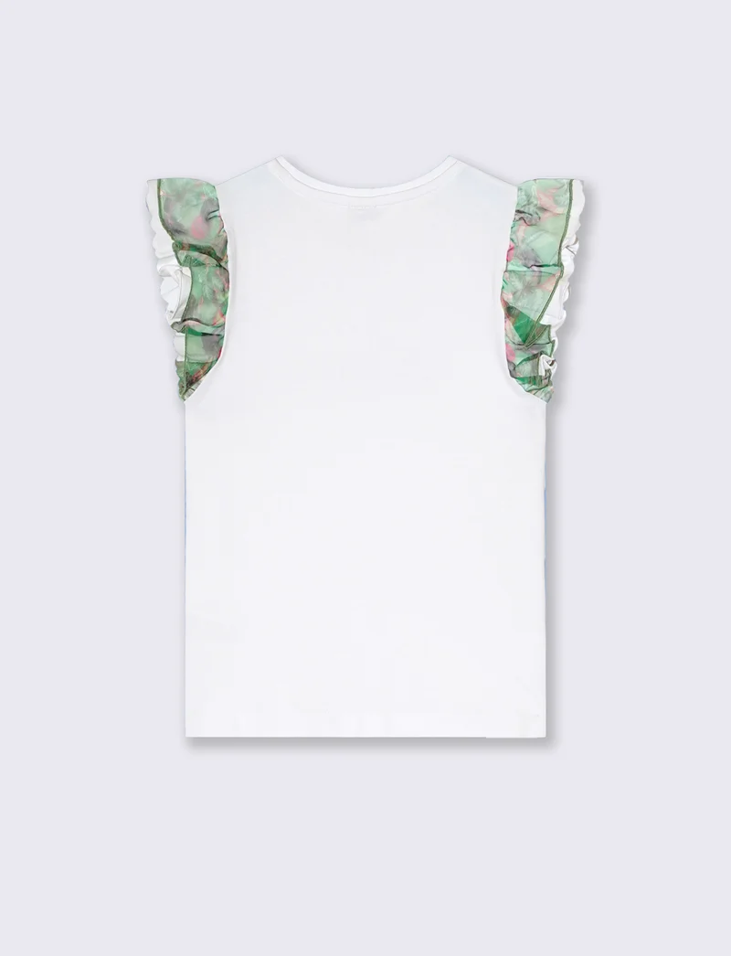 T-shirt maniche a contrasto da bambina - Bianco