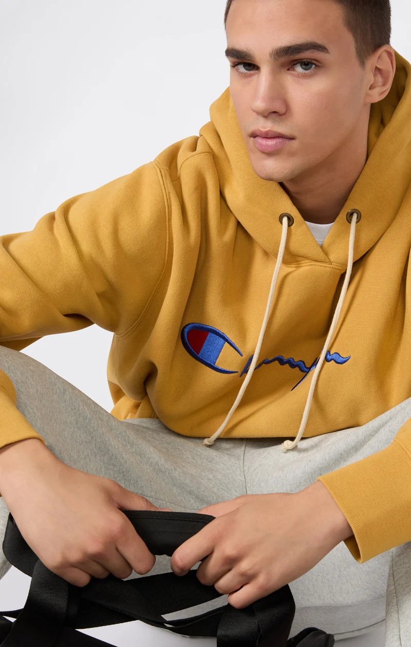 Men’s Heavyweight Hoodie with Brushed Fleece Interior Reverse Weave