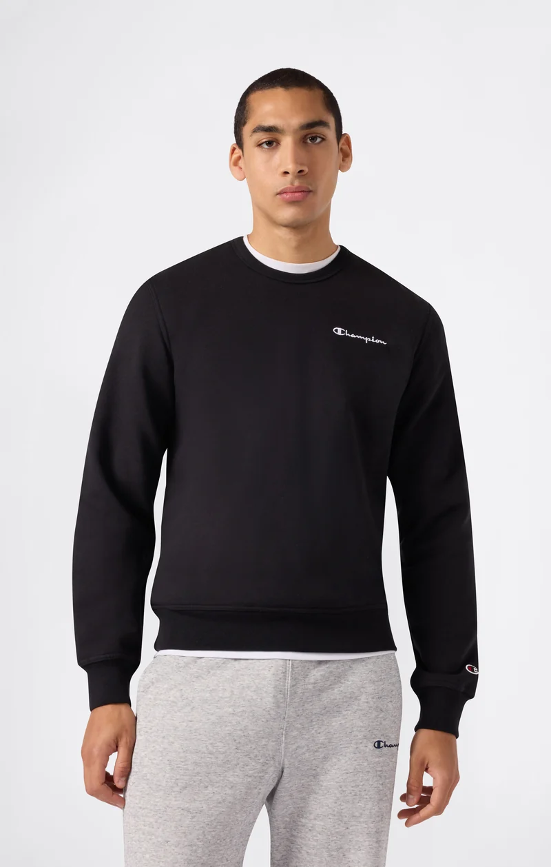 Men’s Fleece Crewneck Sweatshirt with Small Embroidered Logo Icons