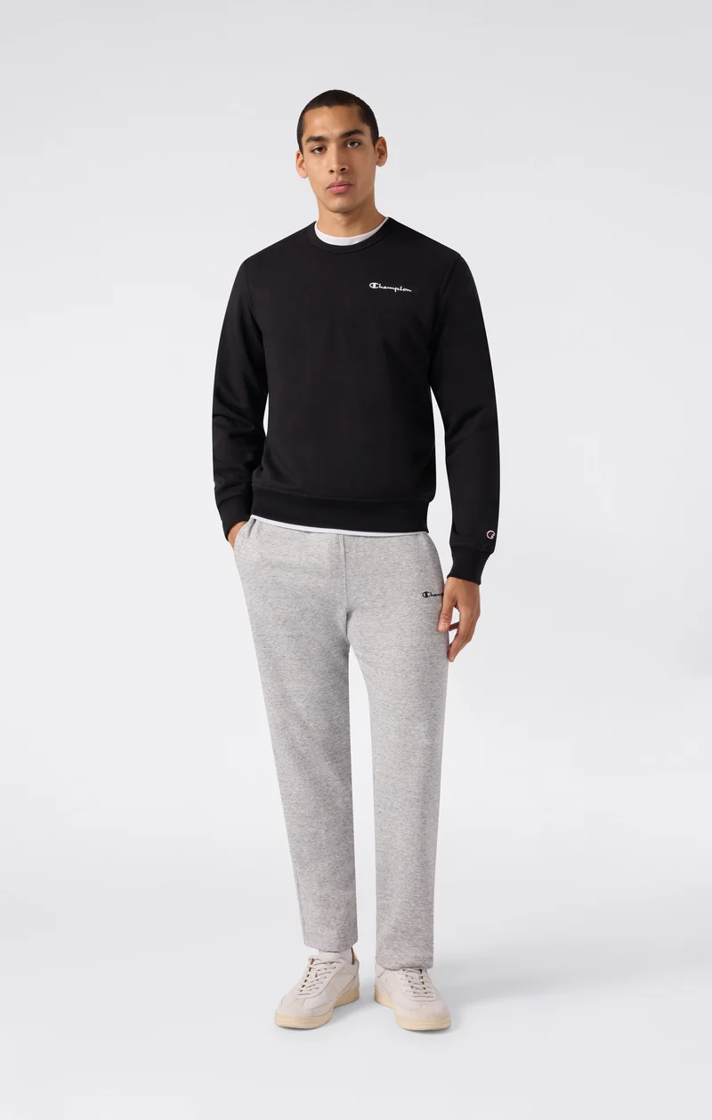 Men’s Fleece Crewneck Sweatshirt with Small Embroidered Logo Icons