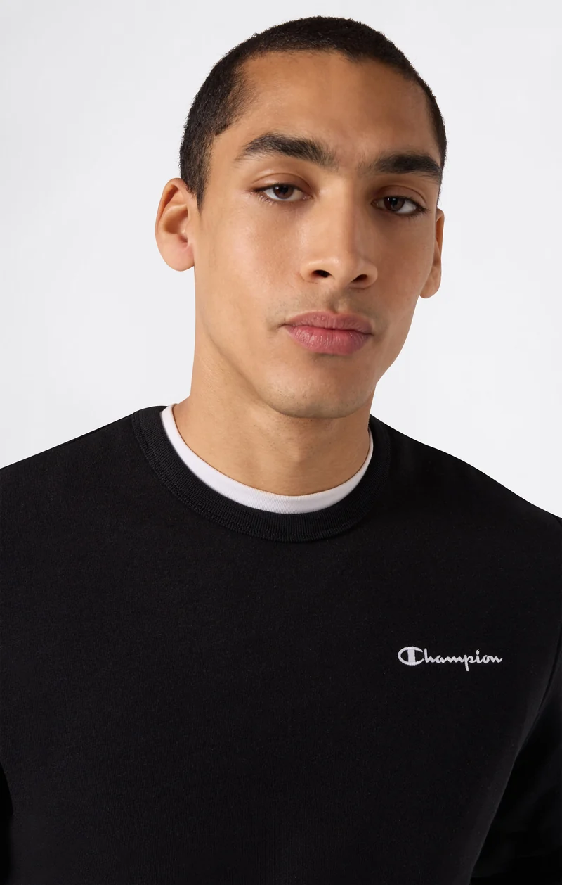 Men’s Fleece Crewneck Sweatshirt with Small Embroidered Logo Icons