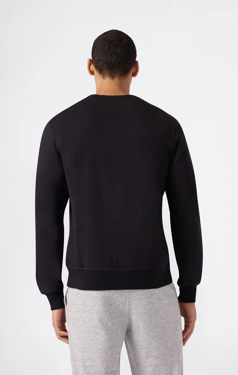 Men’s Fleece Crewneck Sweatshirt with Small Embroidered Logo Icons