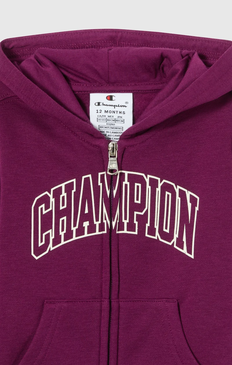 Baby Full Zip Fleece Hooded Sweatsuit with Big Logo
