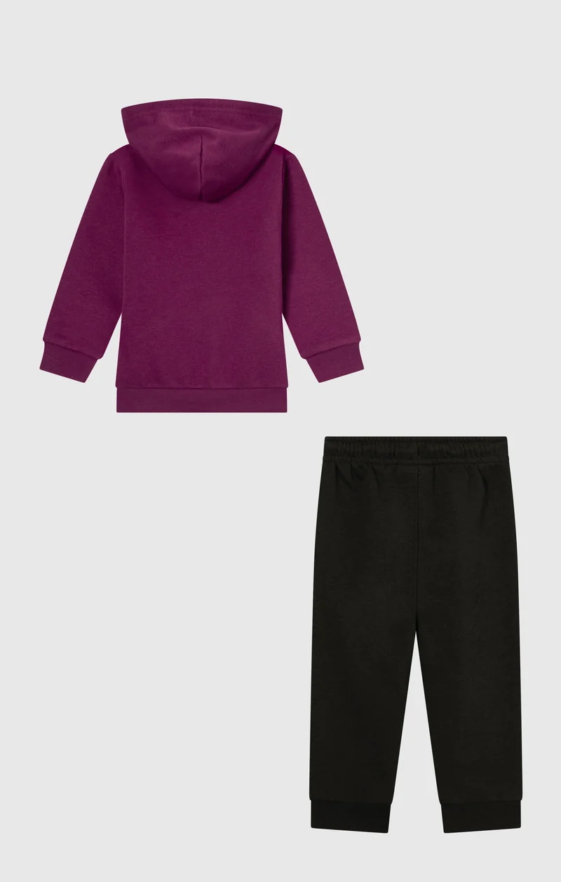 Baby Full Zip Fleece Hooded Sweatsuit with Big Logo