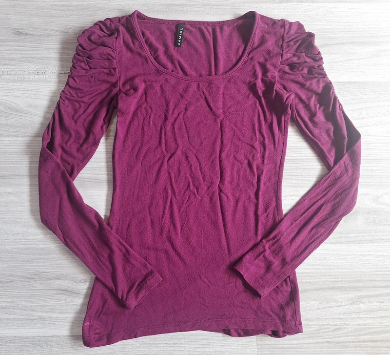 Amisu Langarmshirt Raffungen 36