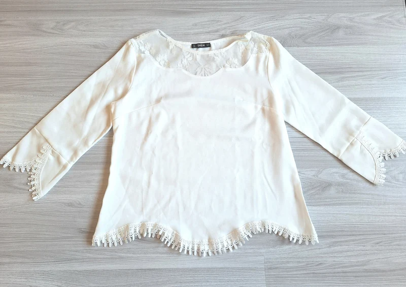 Shein Bluse Spitzenbesatz 38