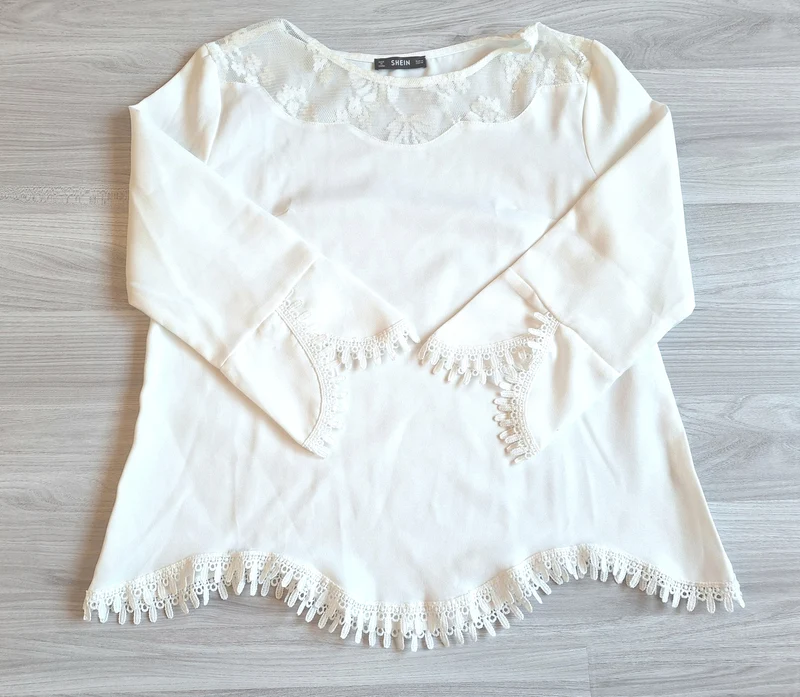 Shein Bluse Spitzenbesatz 38