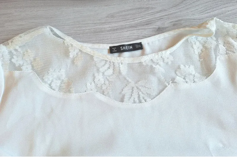 Shein Bluse Spitzenbesatz 38