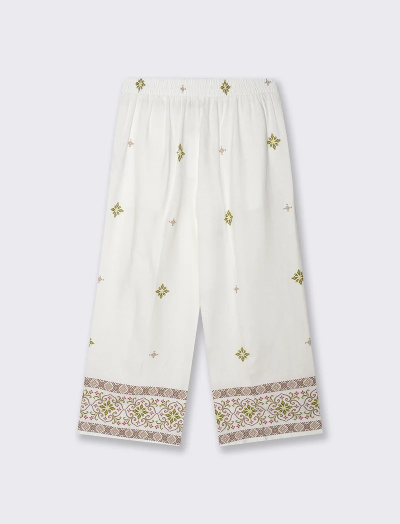 Pantalone Coulotte Misto Lino con Elastico - var 2