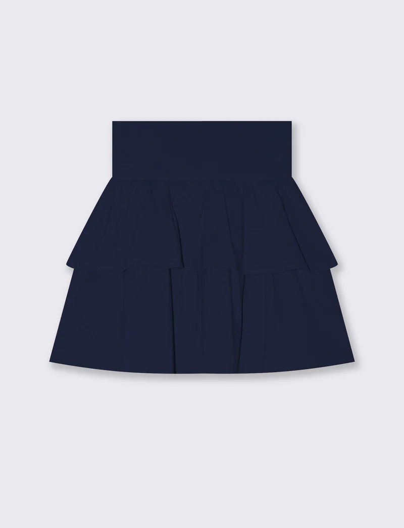 Gonna da bambina in cotone con balze - Blu