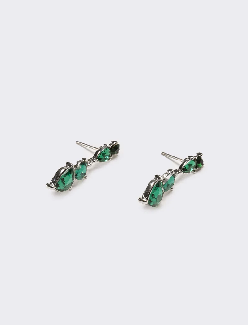 Orecchini donna 3 cuori strass - Verde