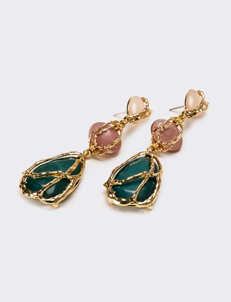 Orecchini donna con pietre - Rosa