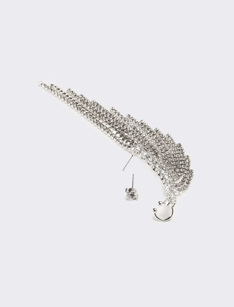Orecchini donna ear cuff strass - Argento