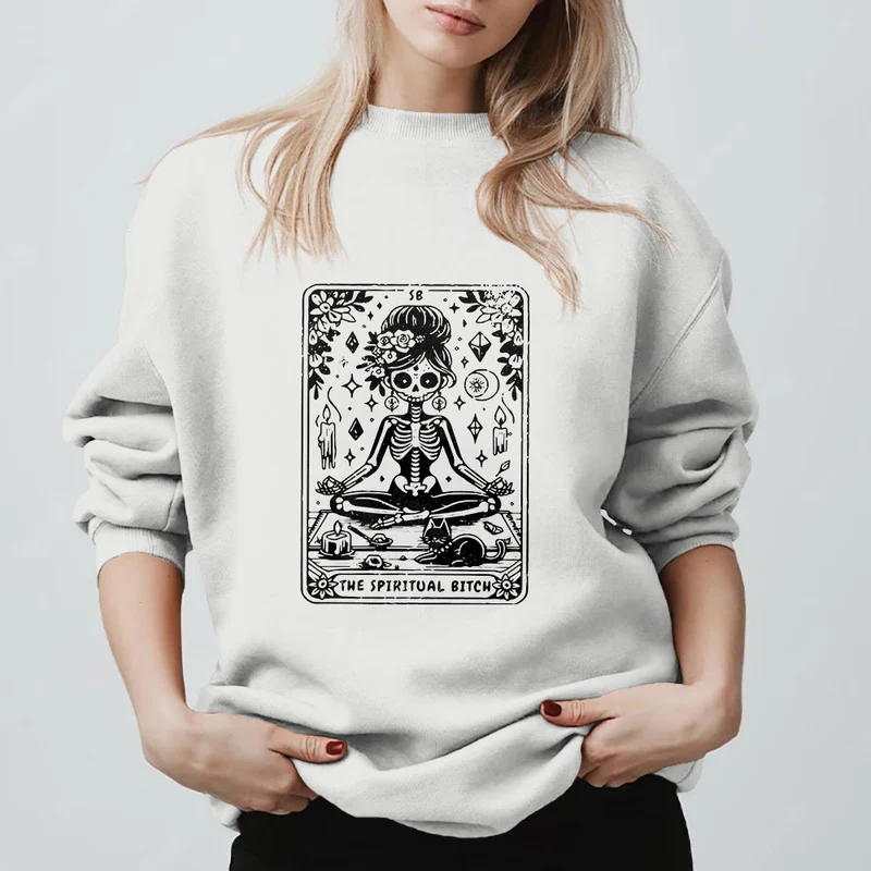Olivenorma„DIE SPIRITUELLE SCHLAMPE“ Tarot Spirituelles Skelett Sweatshirt