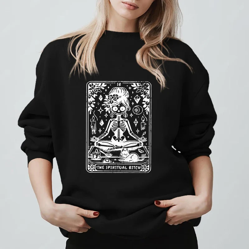 Olivenorma„DIE SPIRITUELLE SCHLAMPE“ Tarot Spirituelles Skelett Sweatshirt
