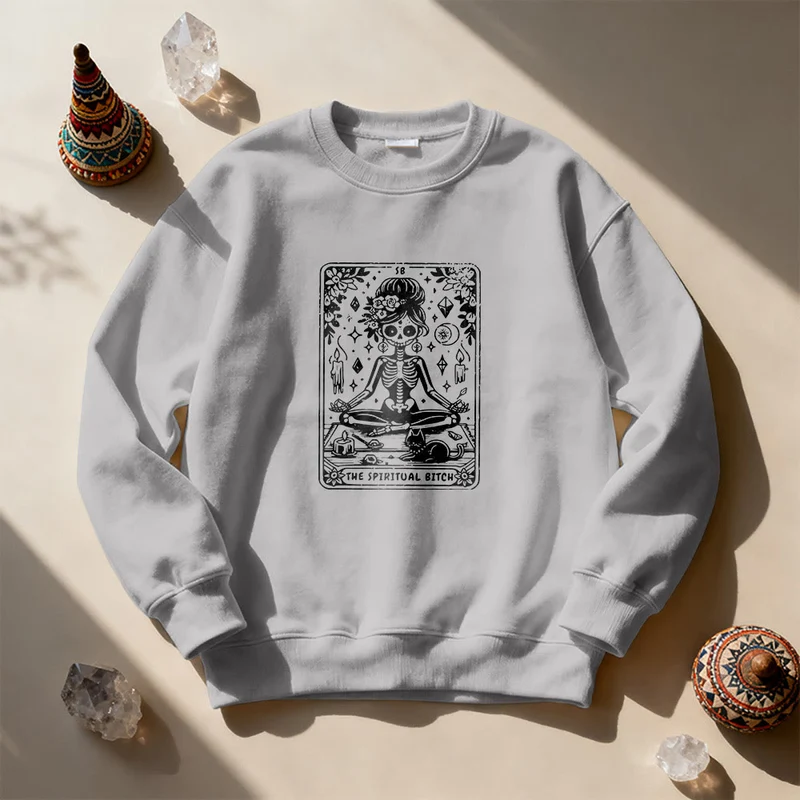 Olivenorma„DIE SPIRITUELLE SCHLAMPE“ Tarot Spirituelles Skelett Sweatshirt