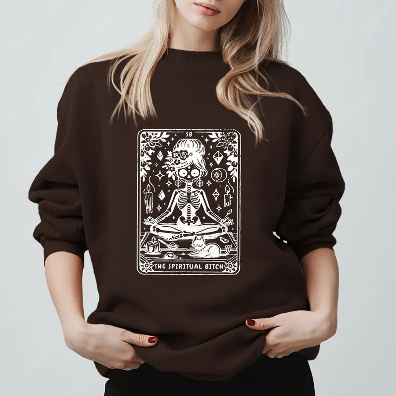 Olivenorma„DIE SPIRITUELLE SCHLAMPE“ Tarot Spirituelles Skelett Sweatshirt