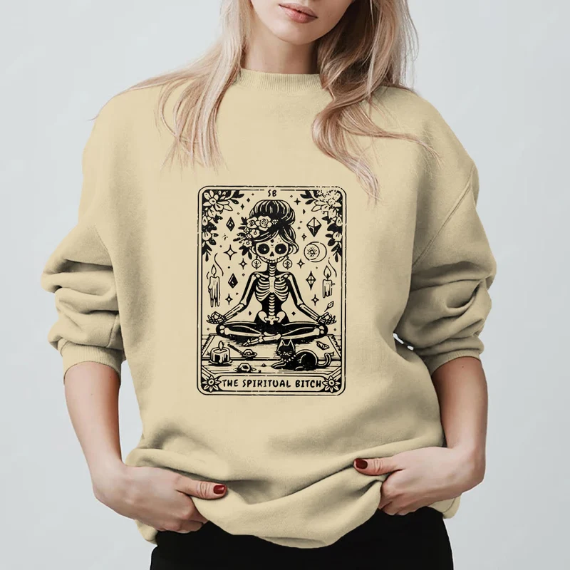 Olivenorma„DIE SPIRITUELLE SCHLAMPE“ Tarot Spirituelles Skelett Sweatshirt