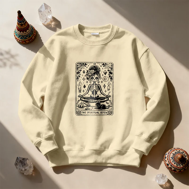 Olivenorma„DIE SPIRITUELLE SCHLAMPE“ Tarot Spirituelles Skelett Sweatshirt
