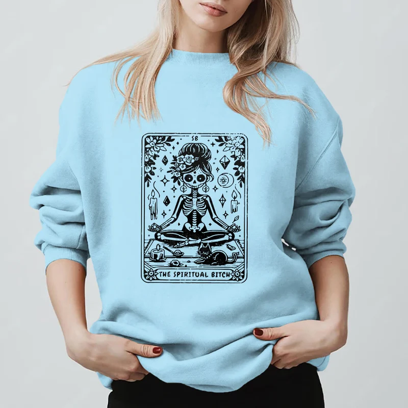 Olivenorma„DIE SPIRITUELLE SCHLAMPE“ Tarot Spirituelles Skelett Sweatshirt