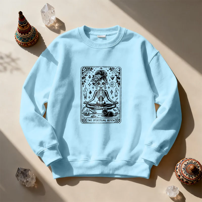 Olivenorma„DIE SPIRITUELLE SCHLAMPE“ Tarot Spirituelles Skelett Sweatshirt