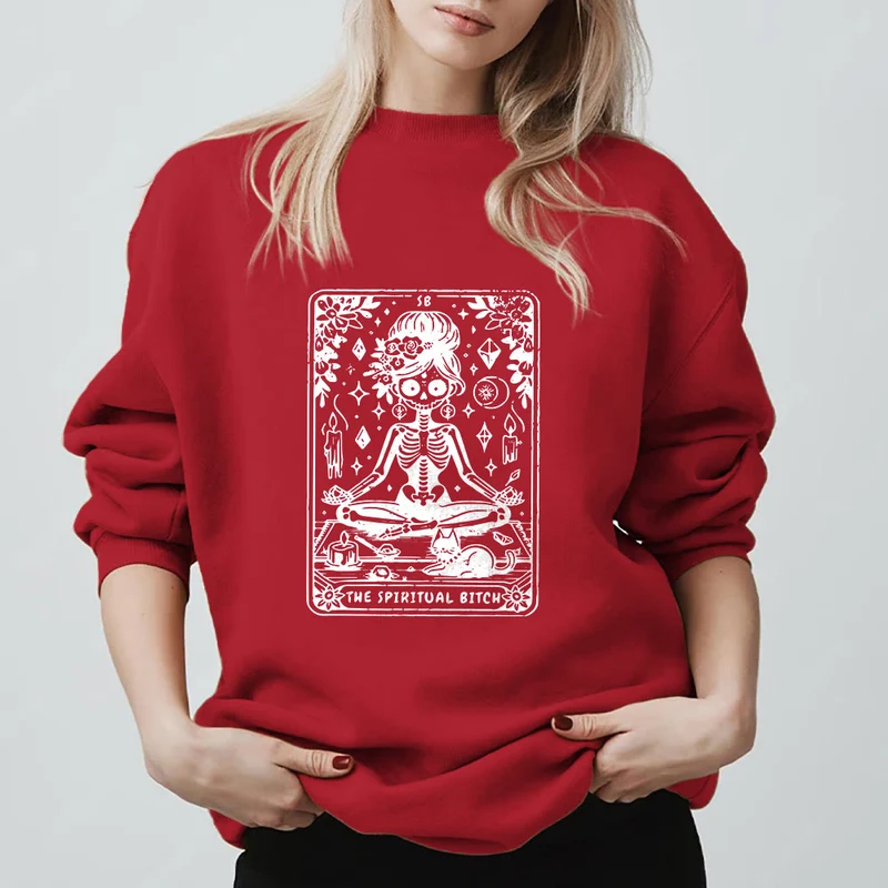 Olivenorma„DIE SPIRITUELLE SCHLAMPE“ Tarot Spirituelles Skelett Sweatshirt