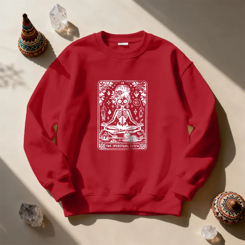 Olivenorma„DIE SPIRITUELLE SCHLAMPE“ Tarot Spirituelles Skelett Sweatshirt