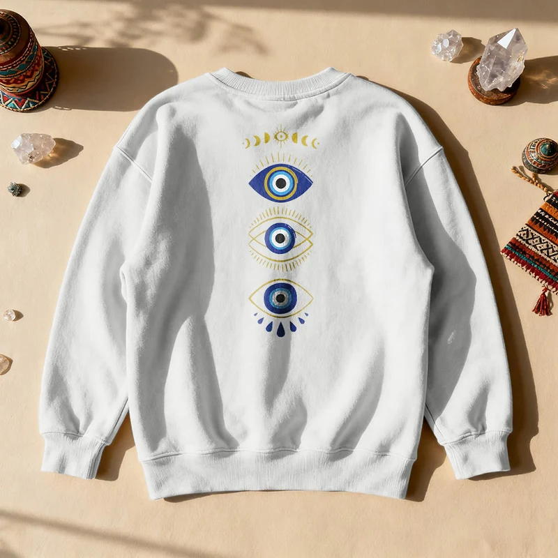 Olivenorma Layered Evil Eye Moon Phases Sweatshirt