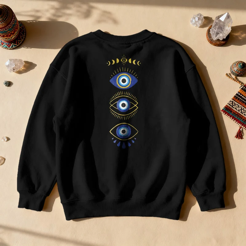Olivenorma Layered Evil Eye Moon Phases Sweatshirt