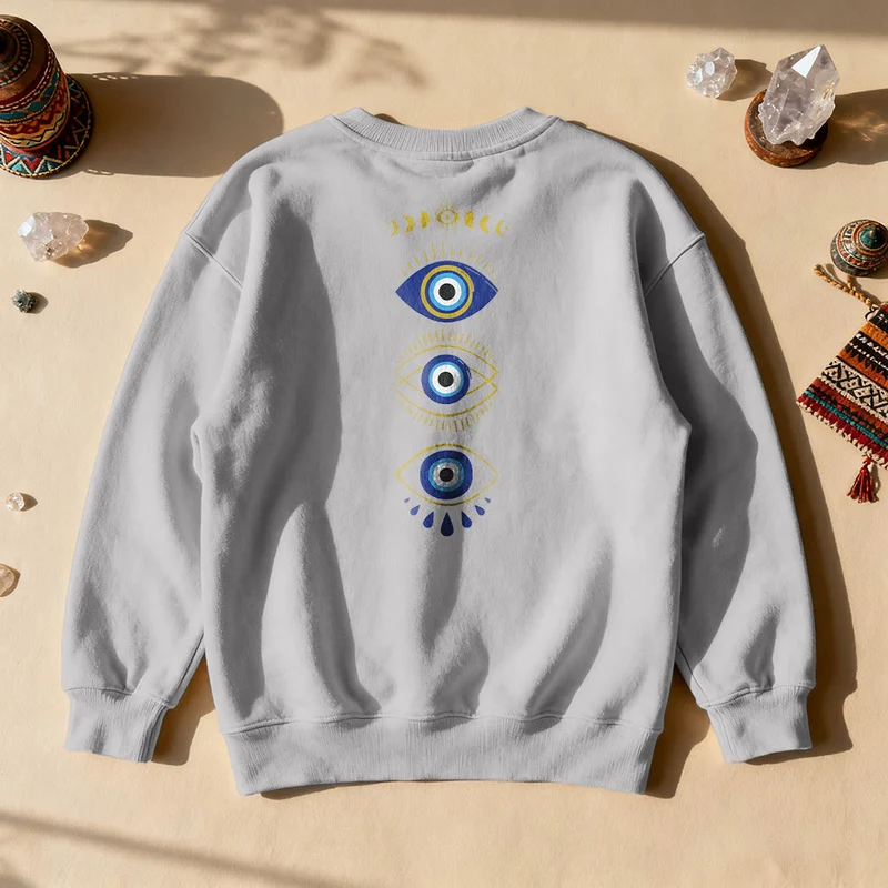 Olivenorma Layered Evil Eye Moon Phases Sweatshirt