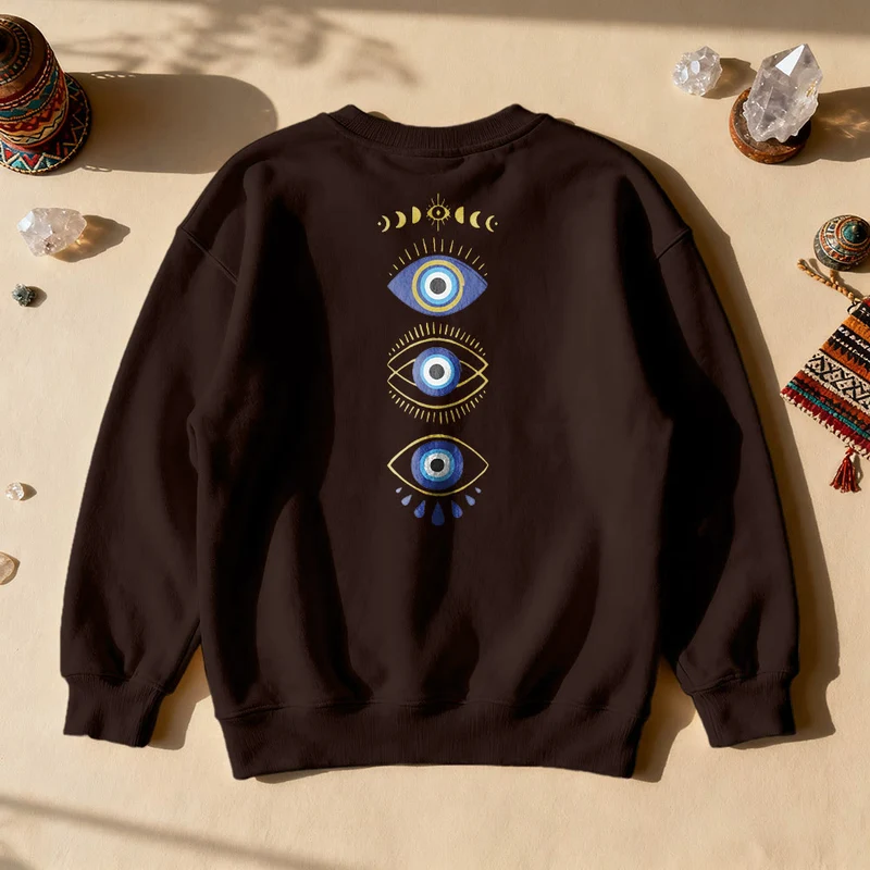 Olivenorma Layered Evil Eye Moon Phases Sweatshirt