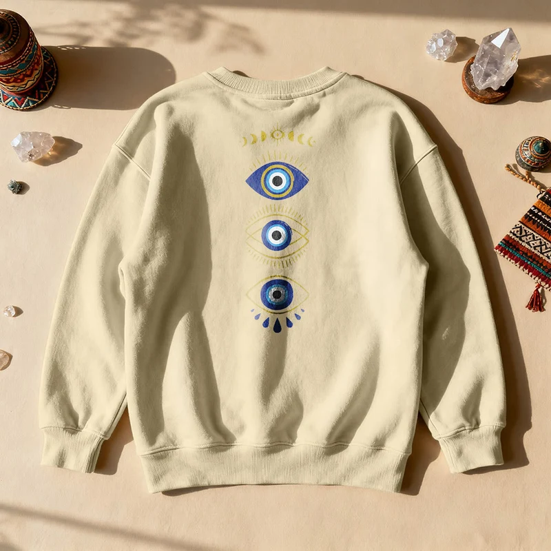Olivenorma Layered Evil Eye Moon Phases Sweatshirt