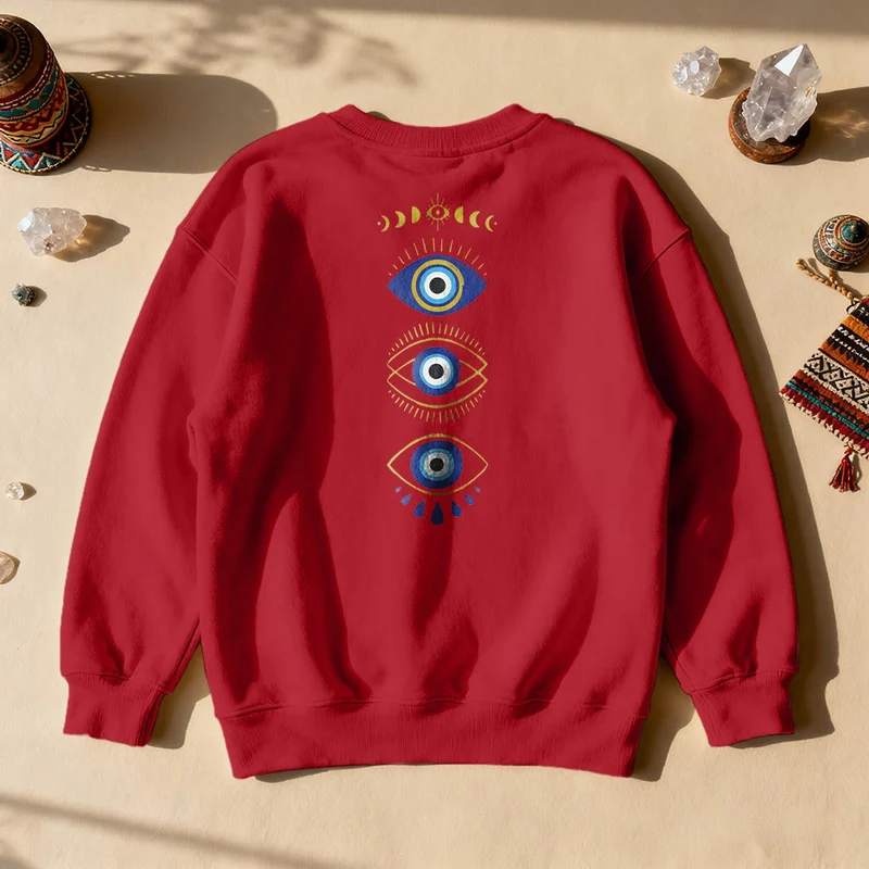 Olivenorma Layered Evil Eye Moon Phases Sweatshirt