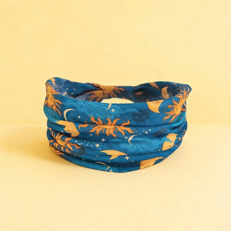 Olivenorma Boho Sonnen- und Mond-bedrucktes verstellbares Yoga-Stirnband