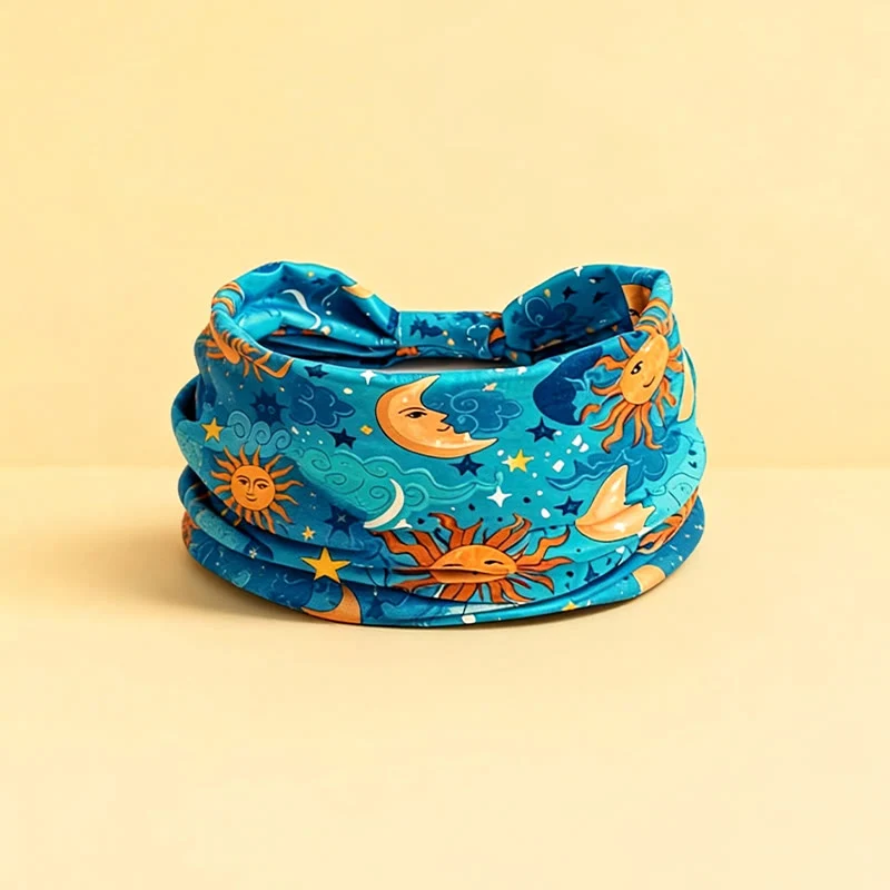 Olivenorma Boho Sonnen- und Mond-bedrucktes verstellbares Yoga-Stirnband